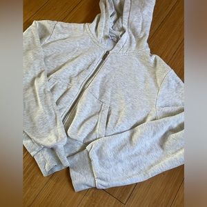 light grey cropped zip up hoodie